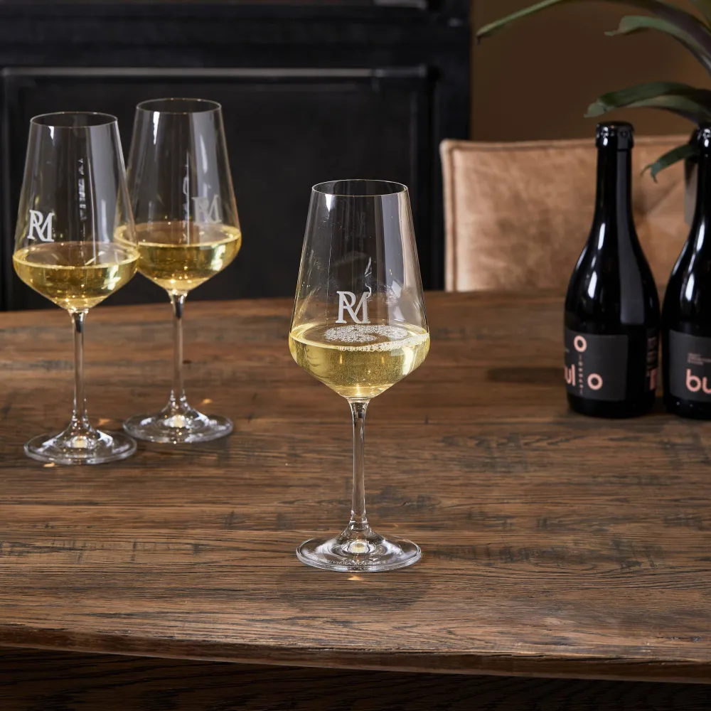 Outlet Riviera Maison Wijnglas Wit Monogram