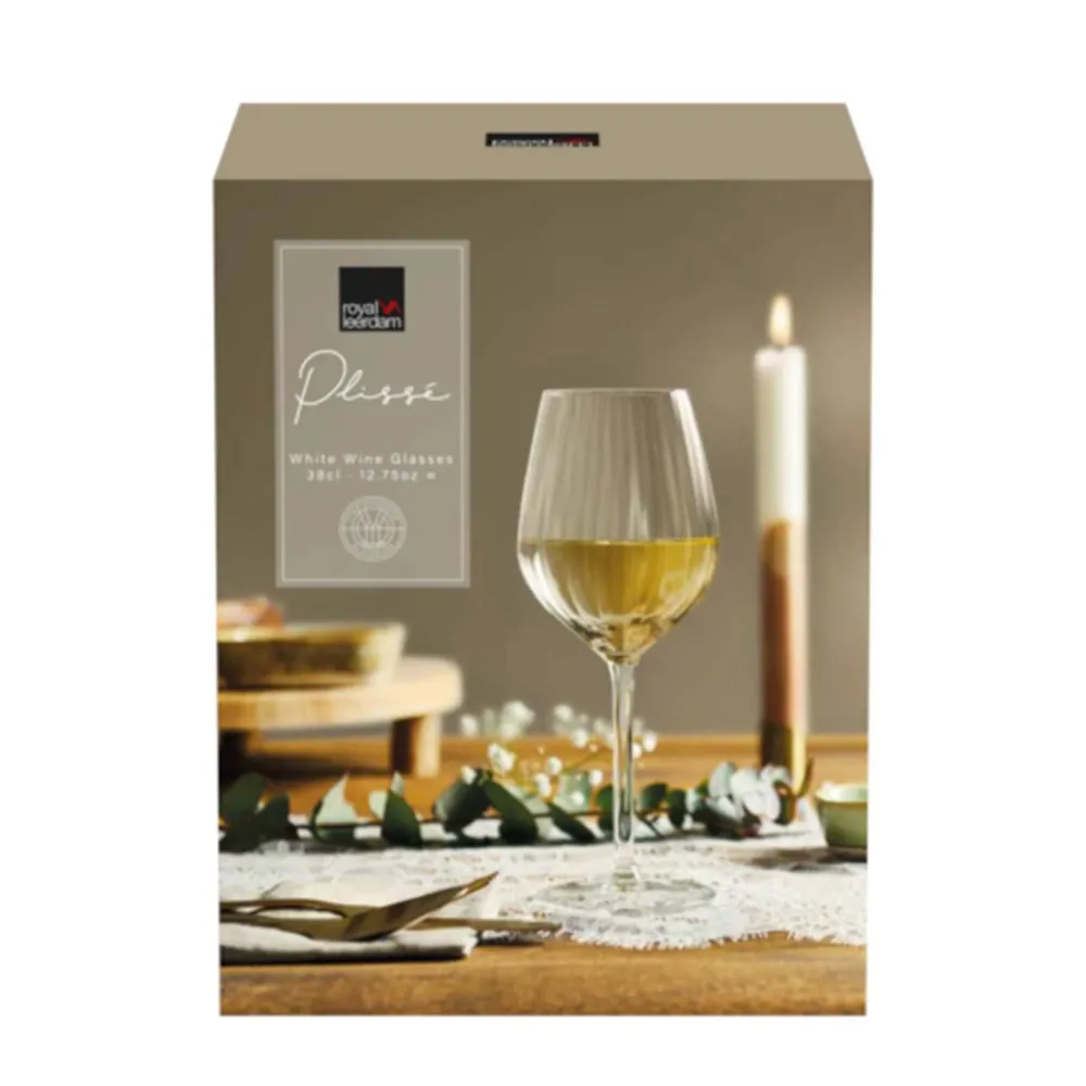 Store Royal Leerdam Wijnglas Wit Plisse (Set Van 4)