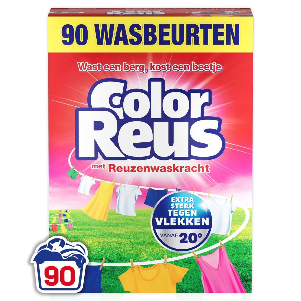 Outlet Witte Reus Color Reus Poeder - Waspoeder - Gekleurde Was - Grootverpakking - 90 Wasbeurten