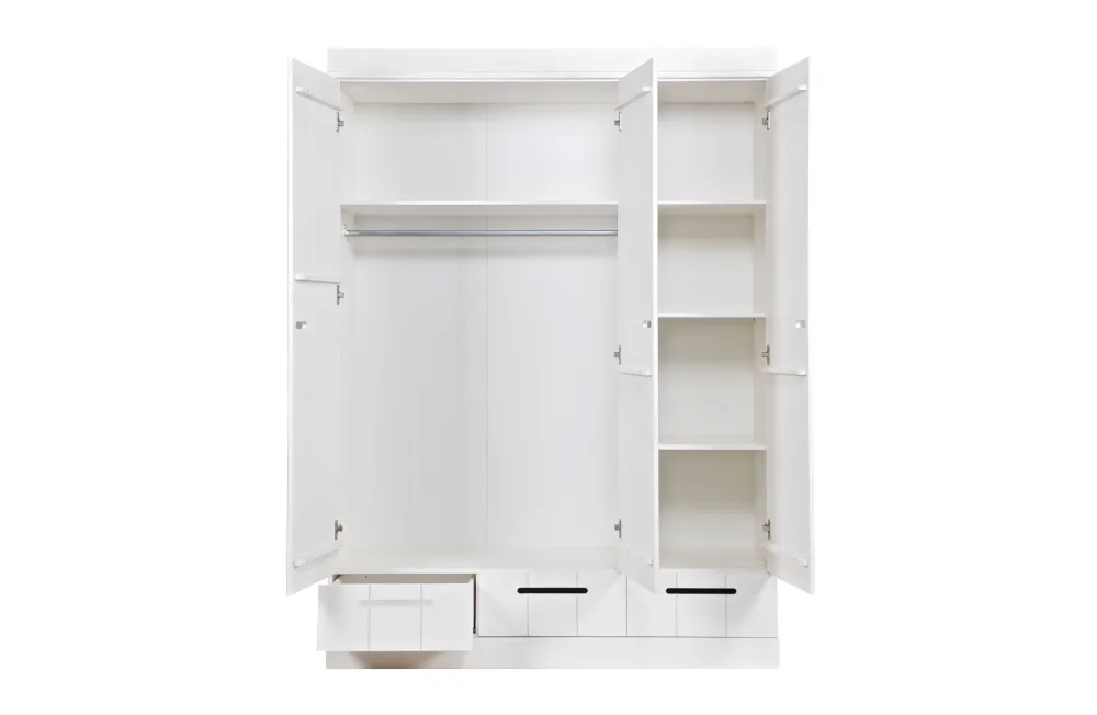Outlet Woood Connect Kast 3-Deurs Met Lade - Grenen - Wit - 195X140X53