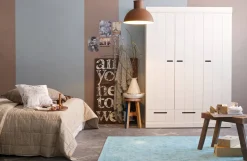 Outlet Woood Connect Kast 3-Deurs Met Lade - Grenen - Wit - 195X140X53