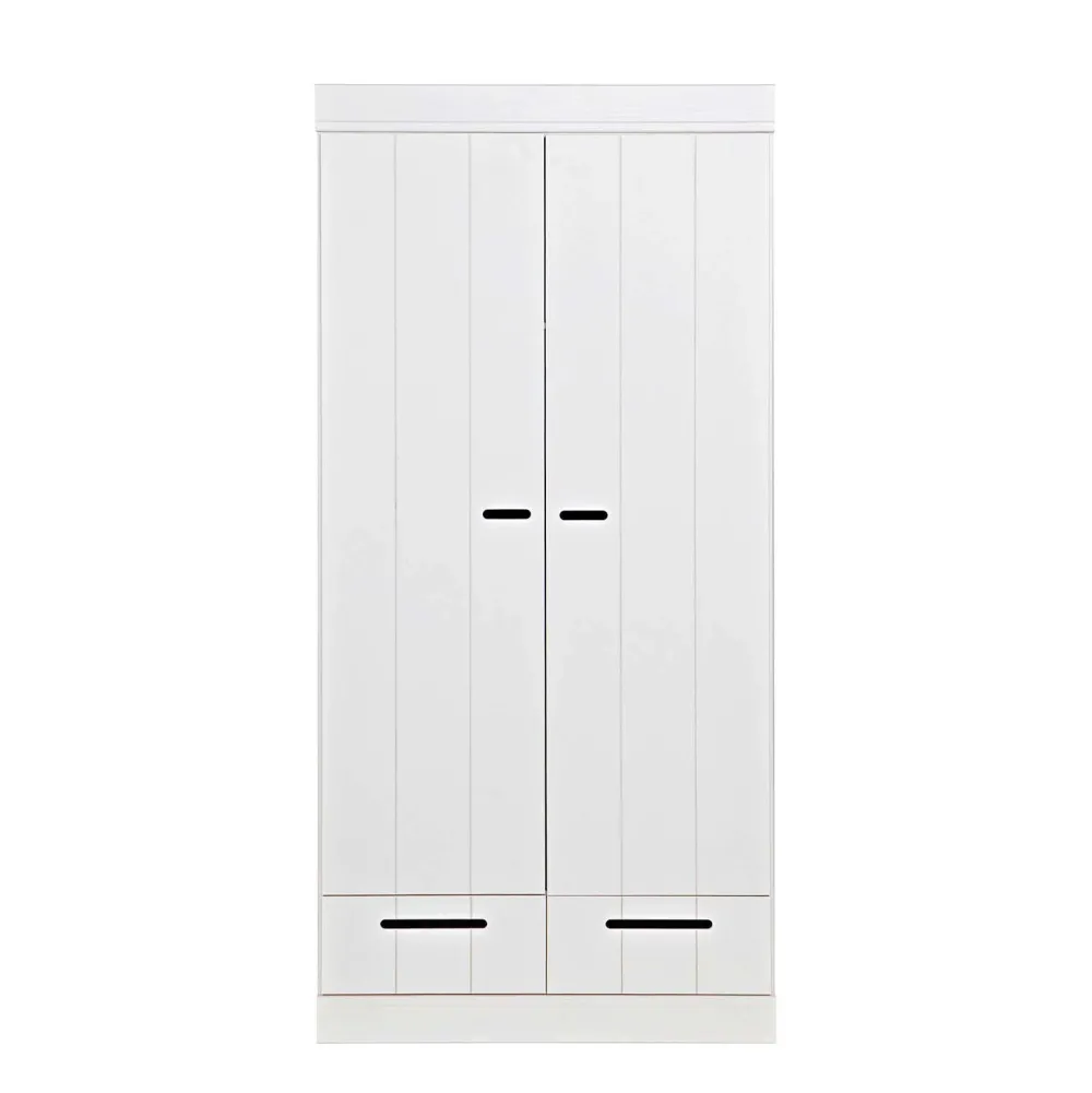 Clearance Woood Connect Kast 2-Deurs Met Lade - Grenen - Wit - 195X94X53 Connect
