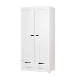 Clearance Woood Connect Kast 2-Deurs Met Lade - Grenen - Wit - 195X94X53 Connect