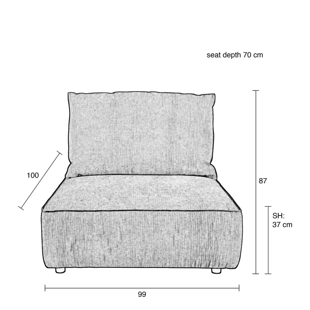 Discount Zuiver Hunter Modulair Bankelement (1,5-Zits Met Rug)